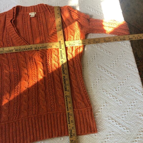 Maurices Rust Cable Knit V-Neck Sweater M Soft Grunge Bella Swan Cozy Knit Y2K - Picture 8 of 8